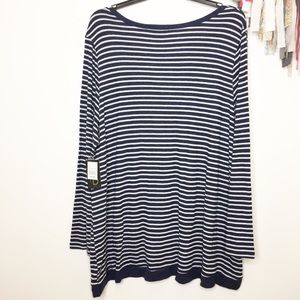 Fred David Tops - NEW striped knit tunic navy blue white 3X Fred David Tops - NEW striped knit tunic navy blue white 3X